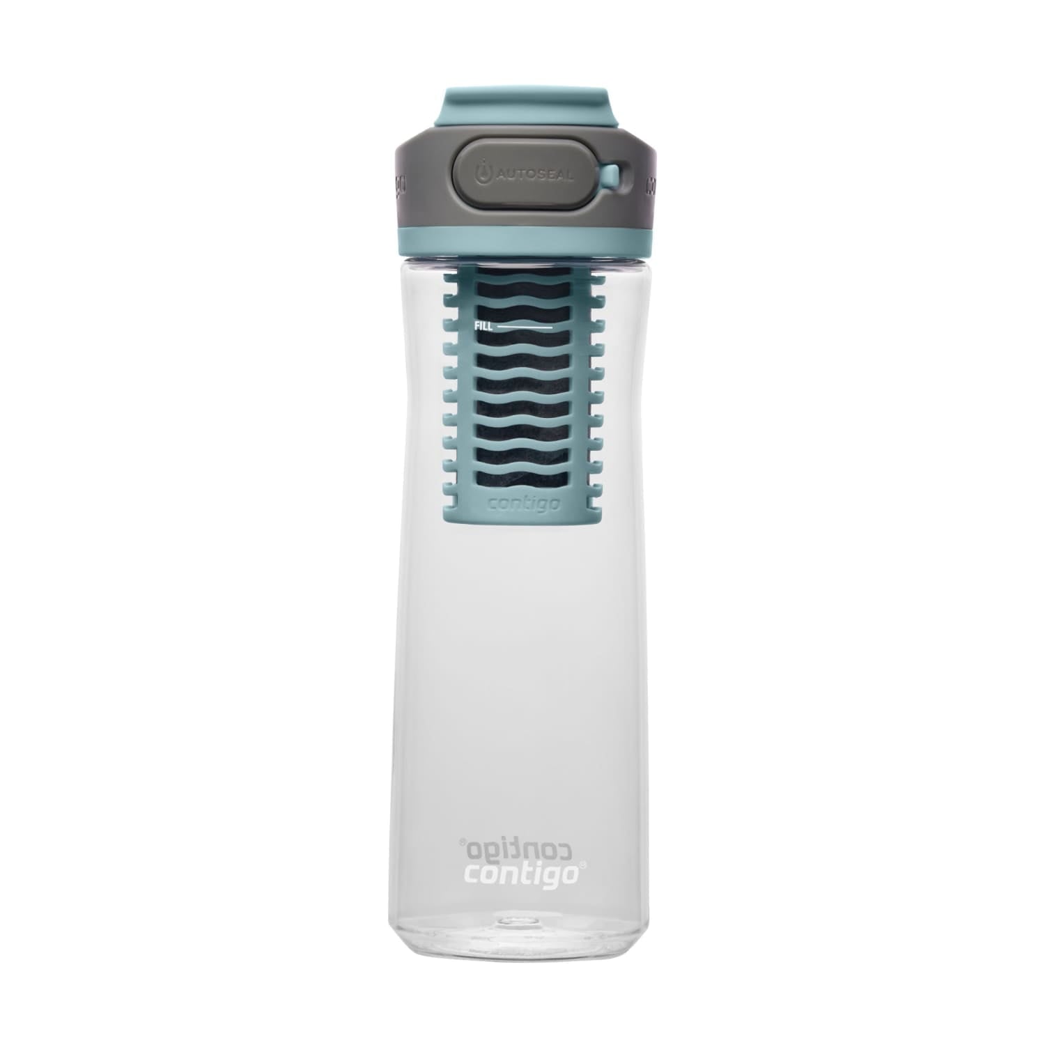 Contigo Clybourn Plastic FreeFlow Filter Water Bottle with AUTOSEAL Lid 24 oz., Salt, with Replacable Filter M12H