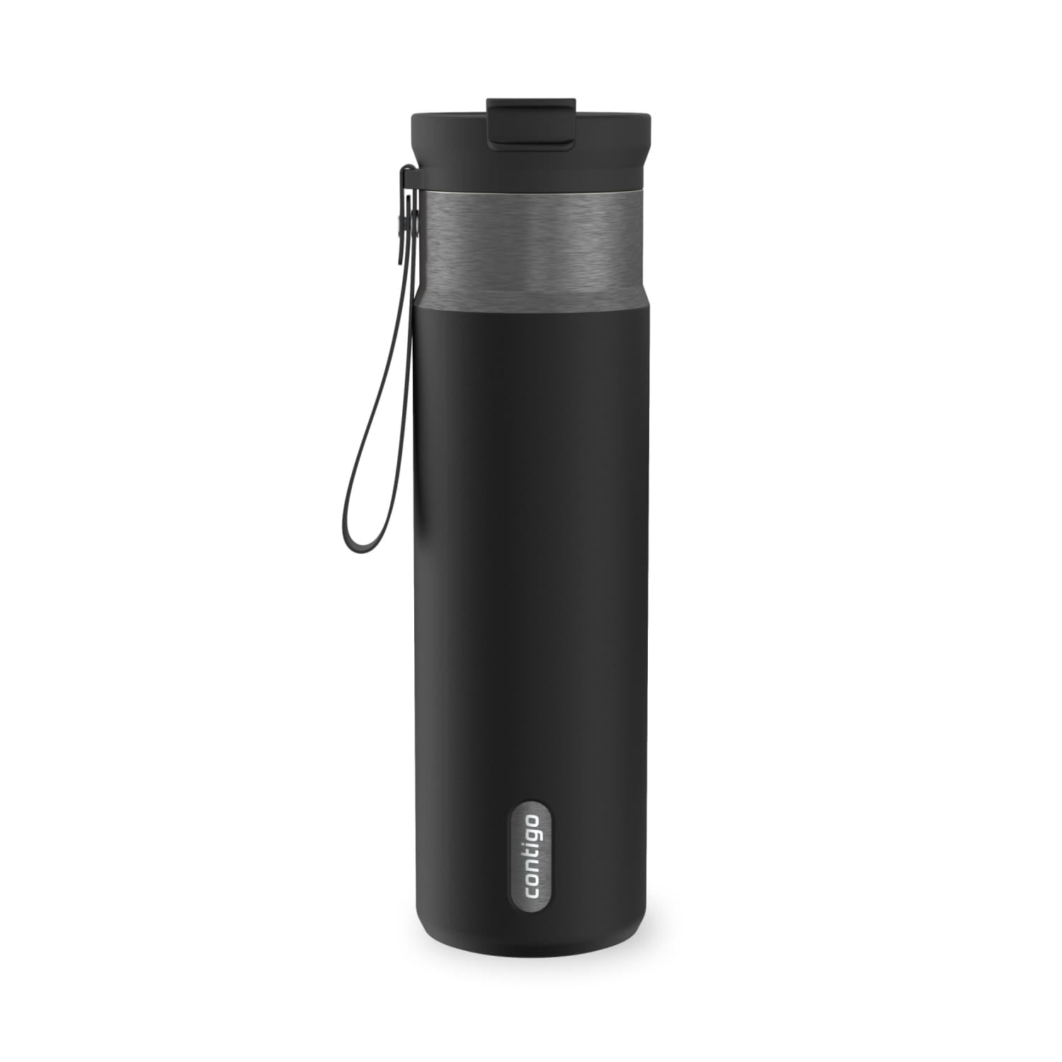 Contigo DualSip Leakproof Stainless Steel Reusable Water Bottle Tumbler with Carrying Strap, Cream/Champagne, 24 oz M11T