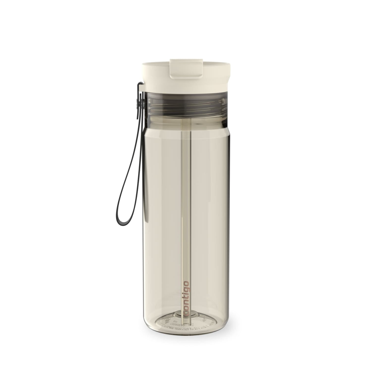 Contigo DualSip Leakproof Plastic Reusable Water Bottle with Carrying Strap, Black/Clear, 24 oz M47Z