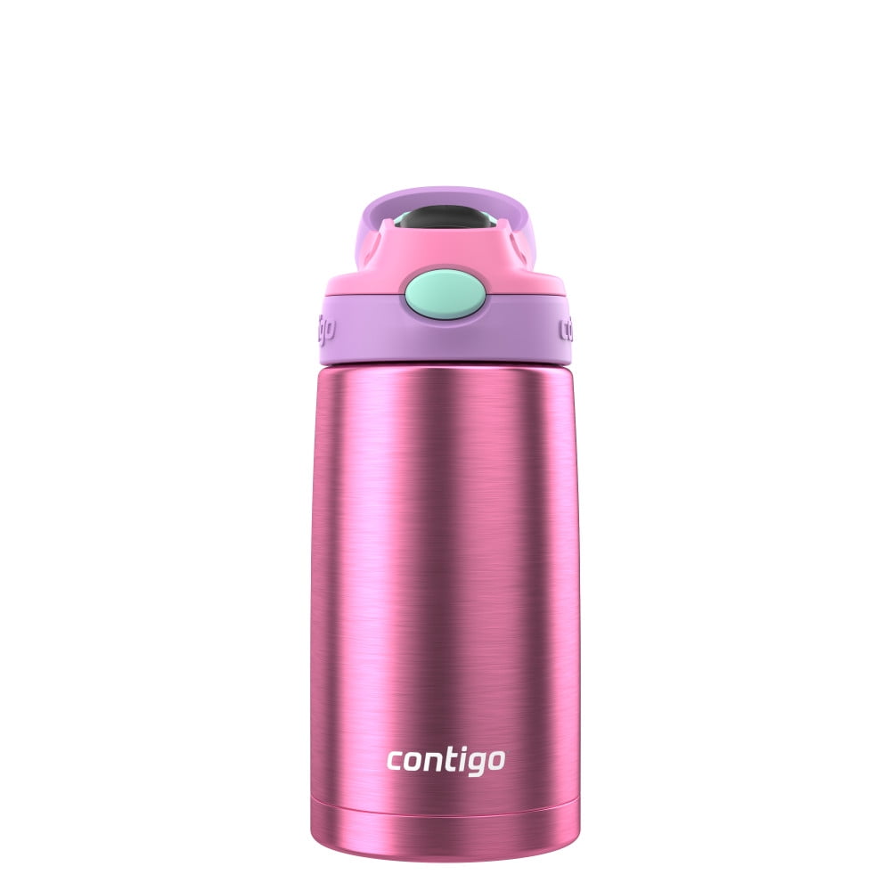 Contigo Kid's 13 oz. AutoSpout Straw Water Bottle - Stainless Steel/Azalea/Pansy M114U
