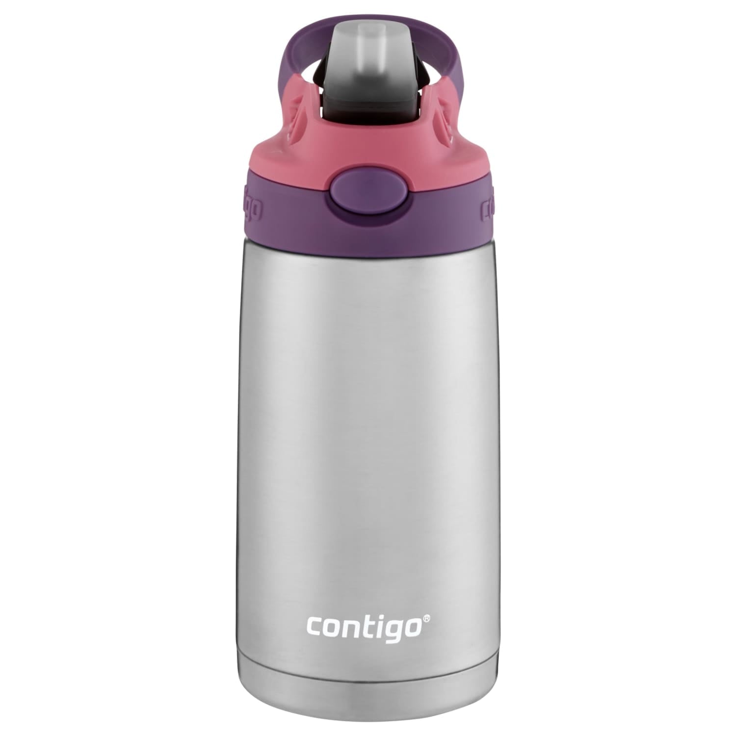 Contigo Kids Stainless Steel Water Bottle with Redesigned AUTOSPOUT Straw Lid Eggplant and Punch, 13 fl oz. M116N