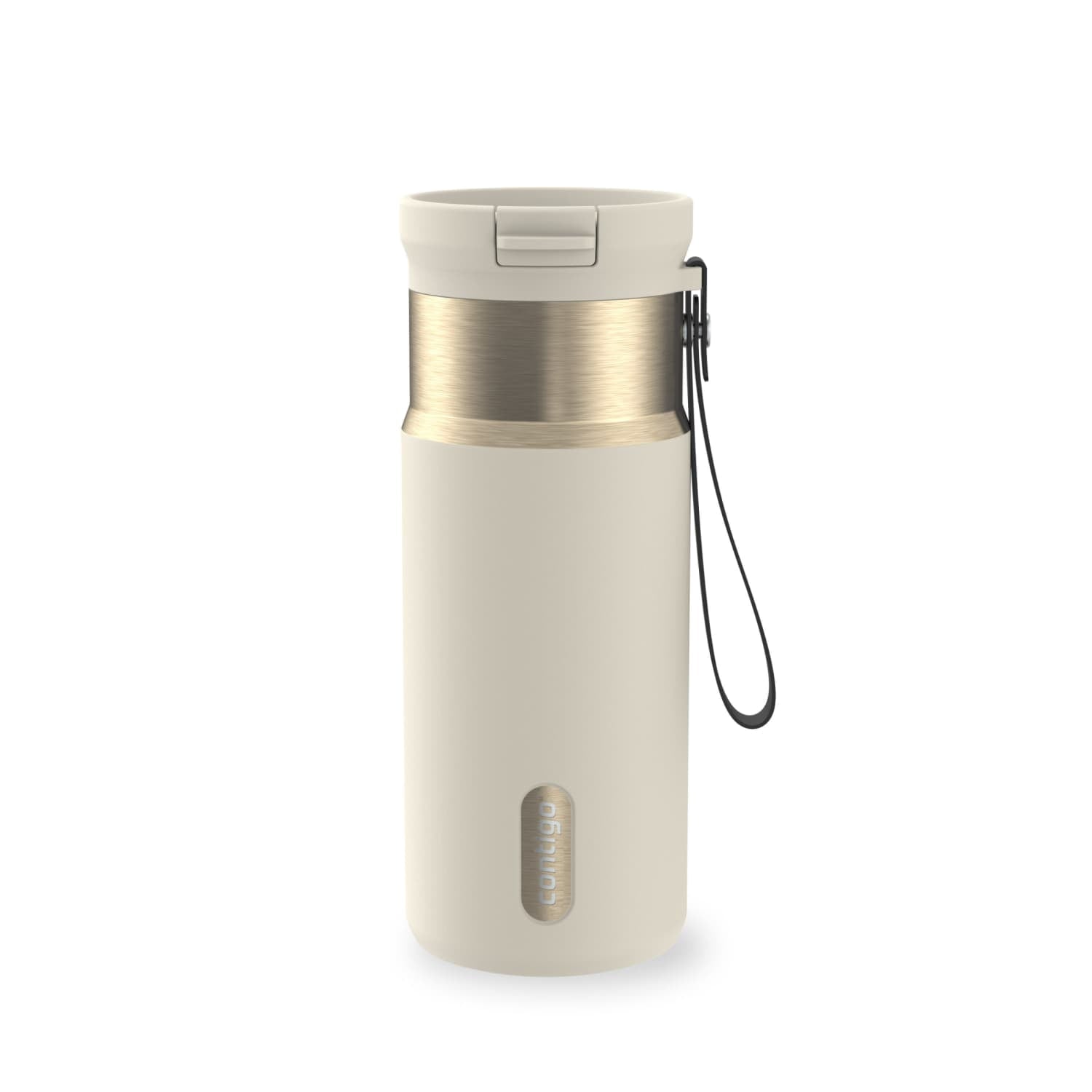Contigo SnapSeal Leakproof Stainless Steel Reusable Water Bottle with Carrying Strap, Black/Bronze, 16 oz M65U
