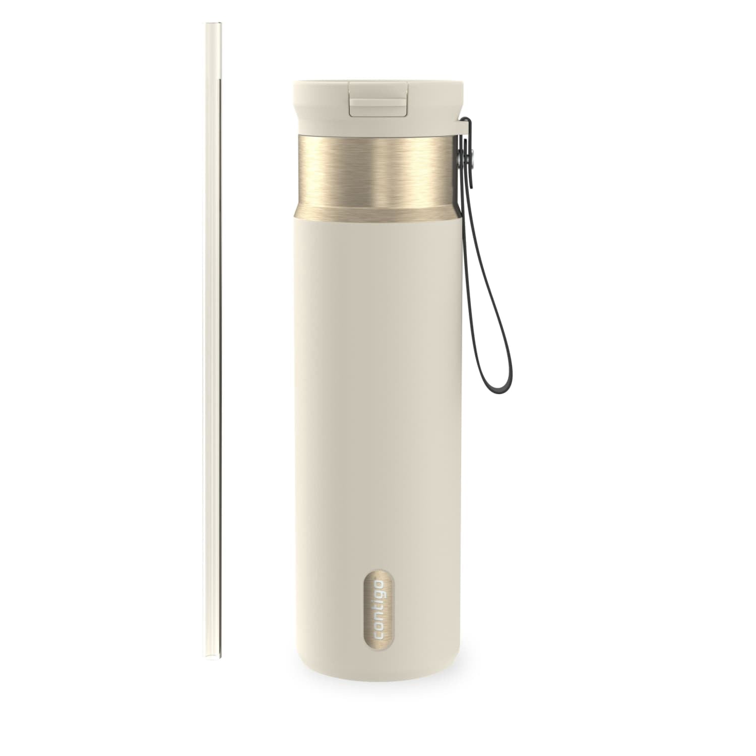 Contigo SnapSeal Leakproof Stainless Steel Reusable Water Bottle with Carrying Strap, Dark Blue/Bronze, 24 oz M24L