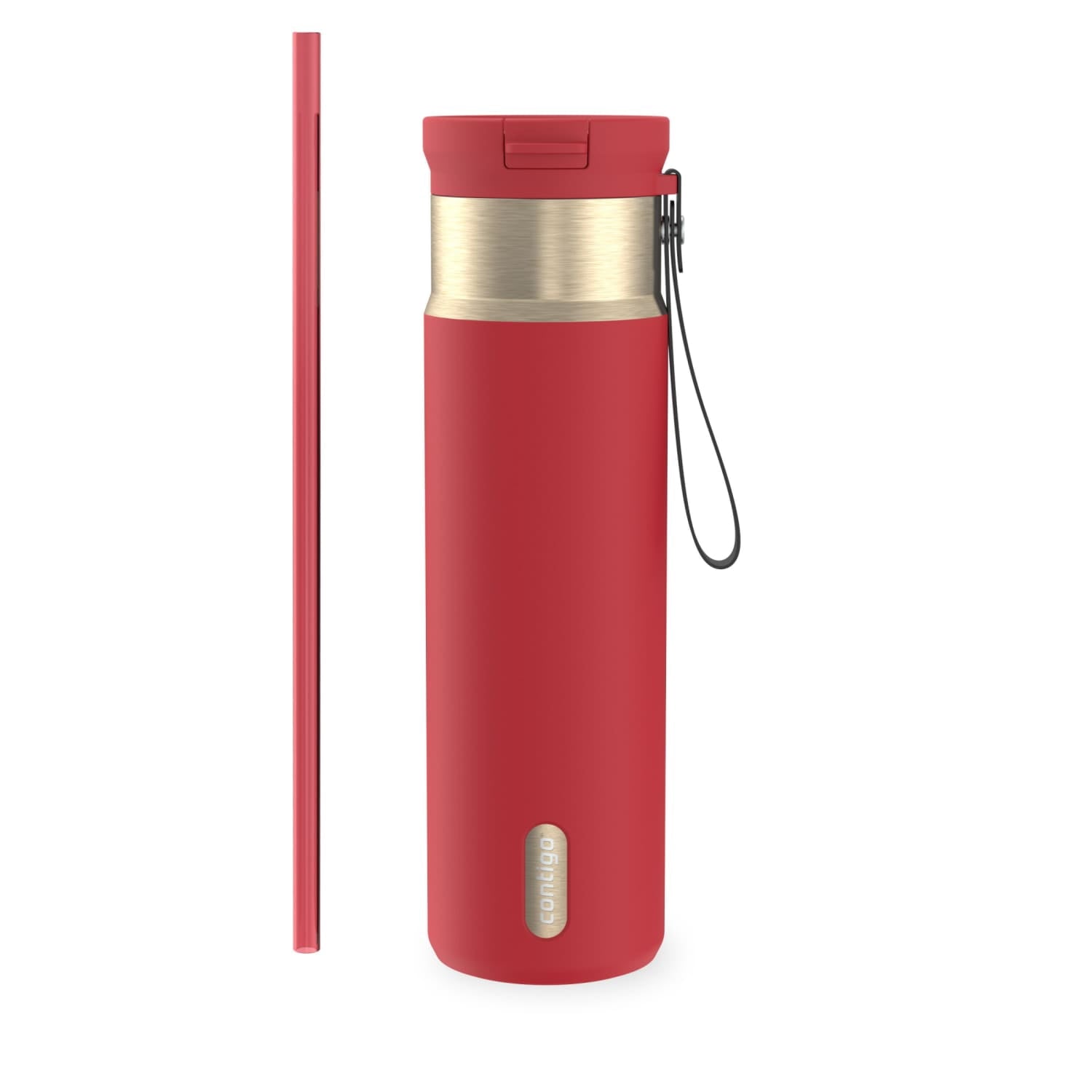 Contigo SnapSeal Leakproof Stainless Steel Reusable Water Bottle with Carrying Strap, Dark Blue/Bronze, 24 oz M24L