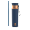 Contigo SnapSeal Leakproof Stainless Steel Reusable Water Bottle with Carrying Strap, Dark Blue/Bronze, 24 oz M24L