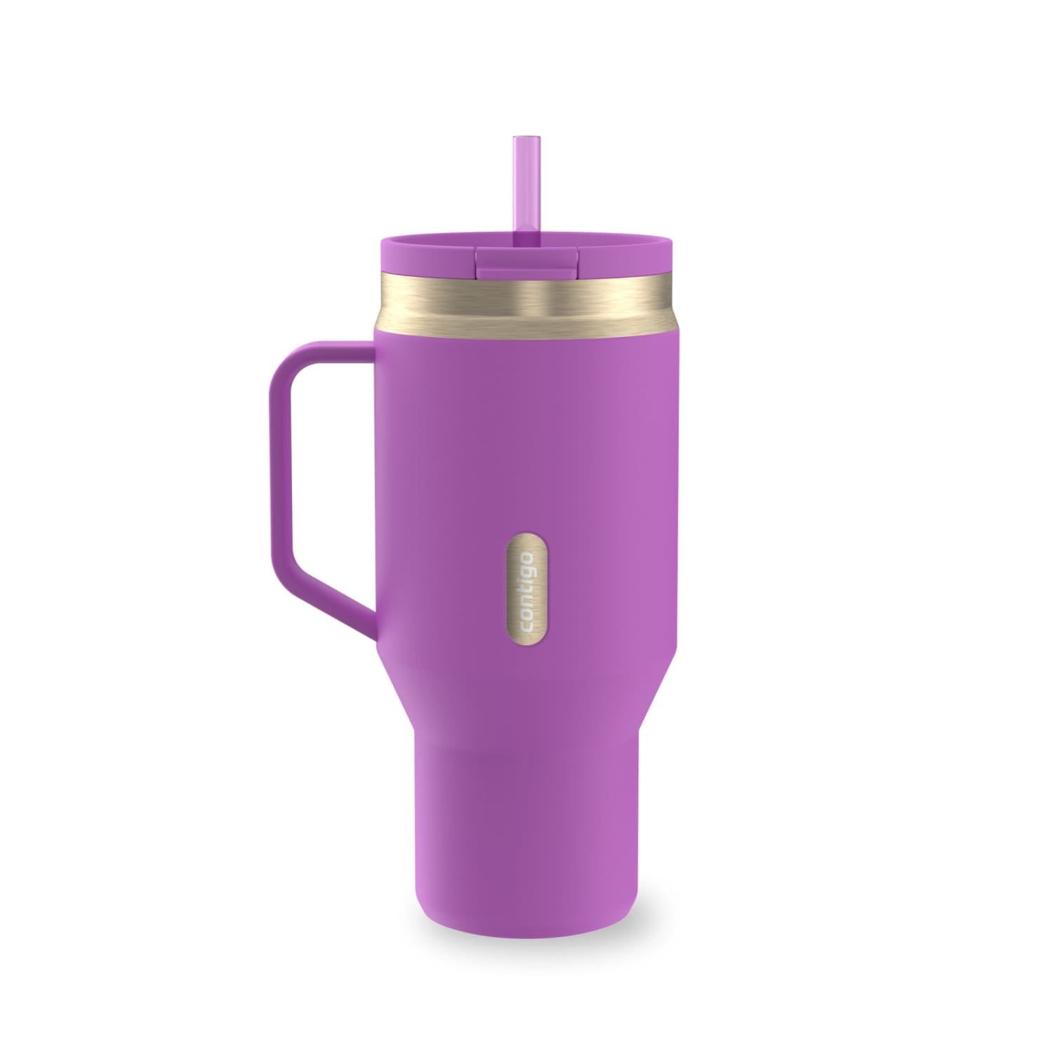 Contigo SnapSeal Leakproof Stainless Steel Reusable Water Bottle Tumbler with Side Handle, Black/Bronze, 30 oz M15H