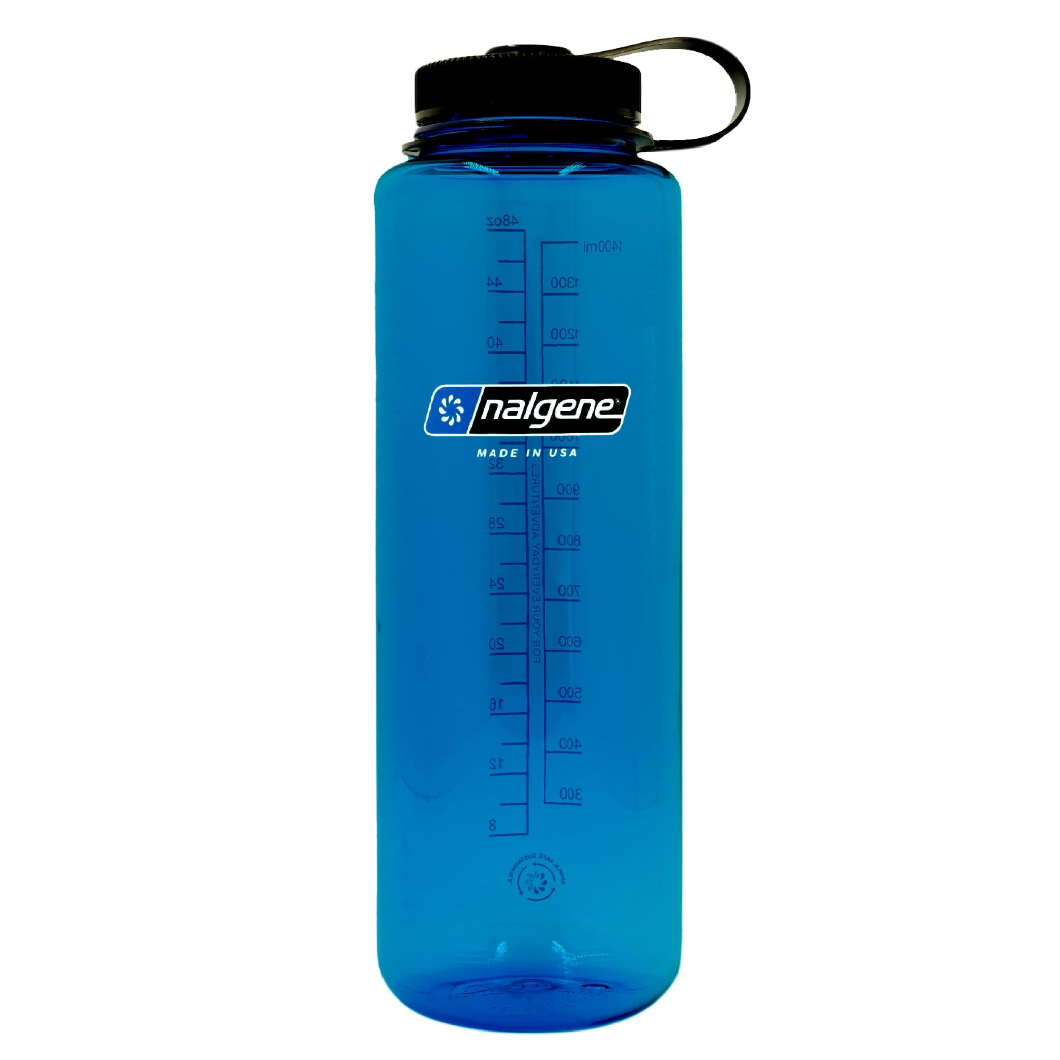 Nalgene Sustain Tritan BPA-Free Water Bottle Made with Material Derived from 50% Plastic Waste (using ISCC certified mass balance), 48 OZ, Wide Mouth, Blue M147S