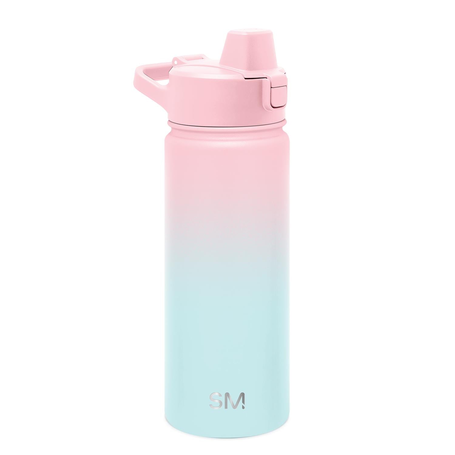 Simple Modern 18 fl oz Insulated Stainless Steel Summit Water Bottle with Covered Silicone Straw Lid | Sweet Taffy M395M