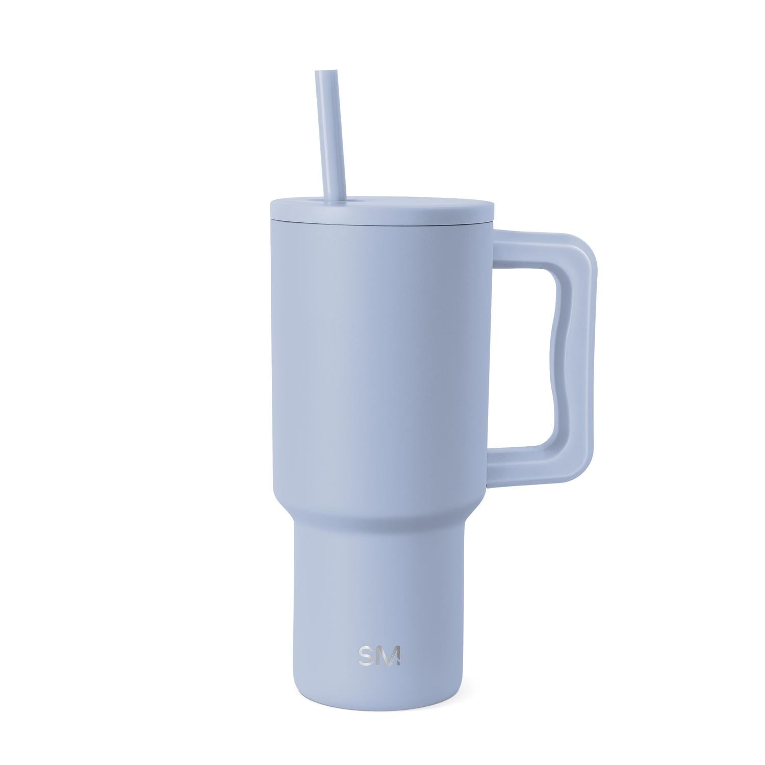 Simple Modern 30 fl oz Insulated Stainless Steel Trek Tumbler with Straw Lid | Seaglass Sage and Cream Checkmate M690P