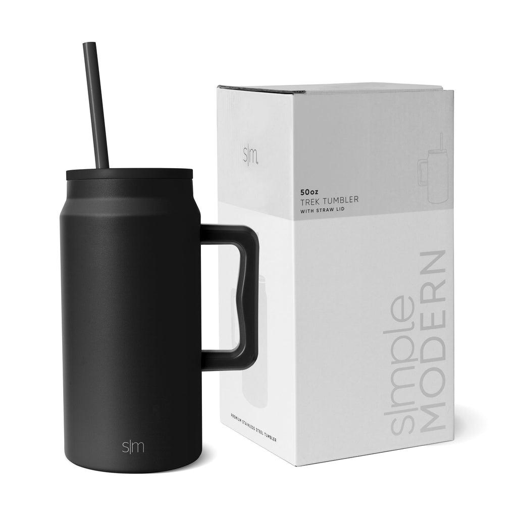 Simple Modern 50 fl oz Insulated Stainless Steel Trek Tumbler with Straw Lid | Midnight Black M406E