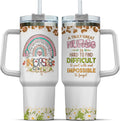 Tumbler 40 Oz With Handle Lid And Straw, Nurse Gifts, Black Camo White Engraved Print Travel Nurses Tumblers Handle Funny Cups Nursing For, Great Nurse Rainbow Daisy Flower M683Y