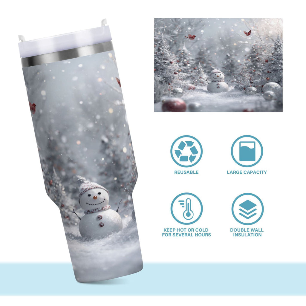 30 oz Insulated Stainless Steel Tumbler Double Wall Stainless Steel Tumbler with 2-Way Drinking Snowy Winter Landscape M557M