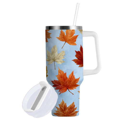 30 oz Insulated Stainless Steel Tumbler Double Wall Stainless Steel Tumbler with 2-Way Drinking Autumn Maple Leaves M641J