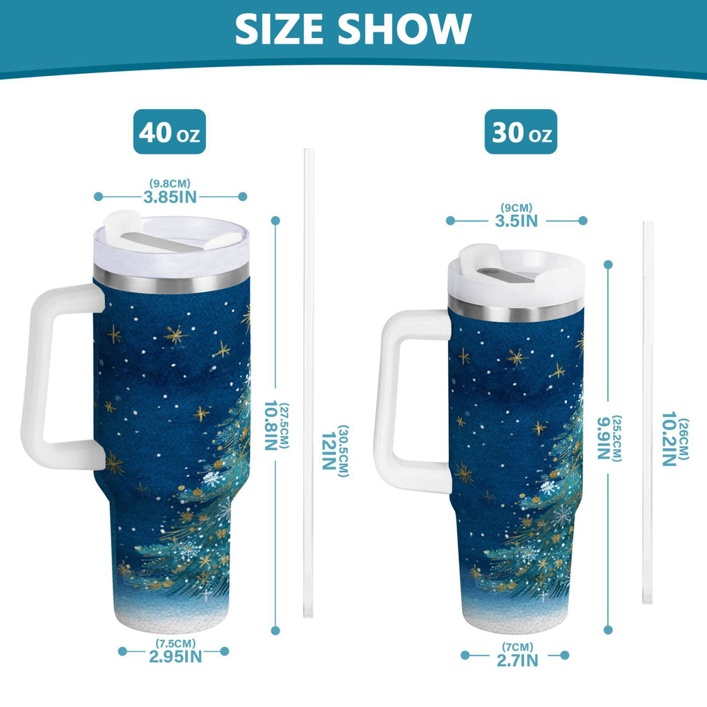 40 oz Insulated Stainless Steel Tumbler Double Wall Stainless Steel Tumbler with 2-Way Drinking Watercolor Christmas Tree M597Z