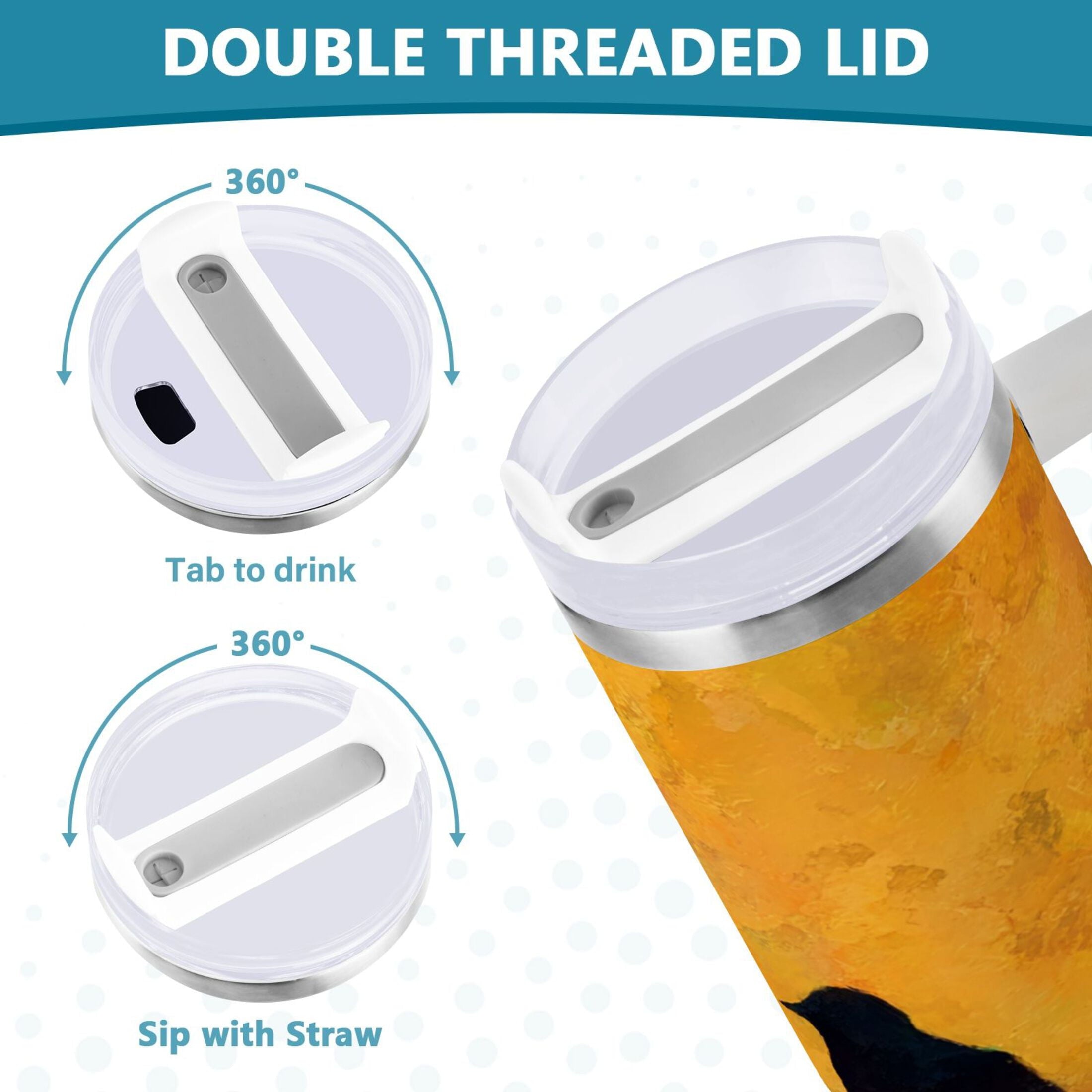 30 oz Insulated Stainless Steel Tumbler Double Wall Stainless Steel Tumbler with 2-Way Drinking Birds on A Wire M613W