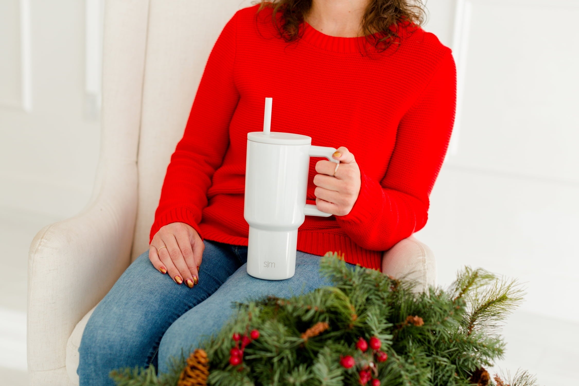 Simple Modern 30 fl oz Insulated Stainless Steel Trek Tumbler with Straw Lid | Seaglass Sage and Cream Checkmate M690P