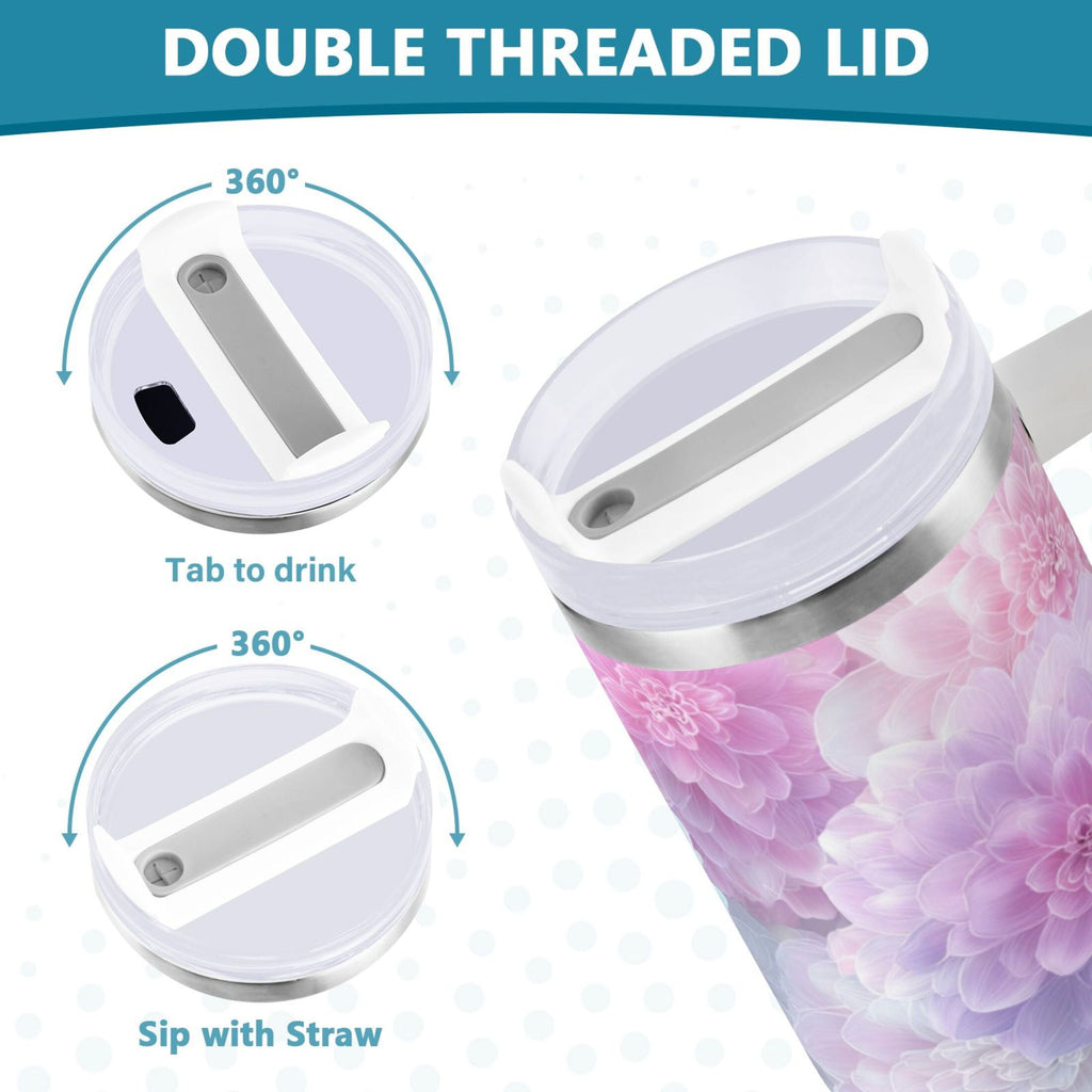 30 oz Insulated Stainless Steel Tumbler Double Wall Stainless Steel Tumbler with 2-Way Drinking Cute Pastel Watercolor Floral M578Q