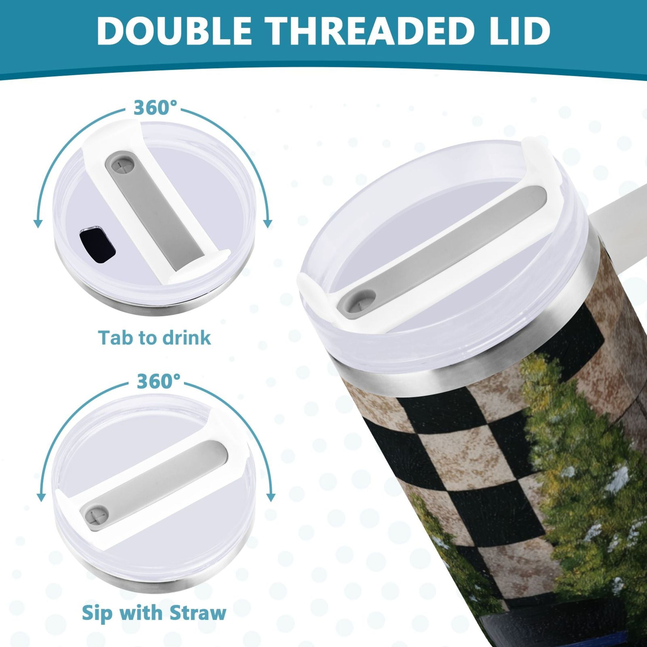 30 oz Insulated Stainless Steel Tumbler Double Wall Stainless Steel Tumbler with 2-Way Drinking Two Snowmen Pattern M501S