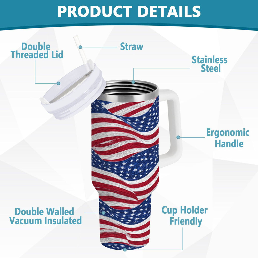 30 oz Insulated Stainless Steel Tumbler Double Wall Stainless Steel Tumbler with 2-Way Drinking Flags Wave Pattern M536J