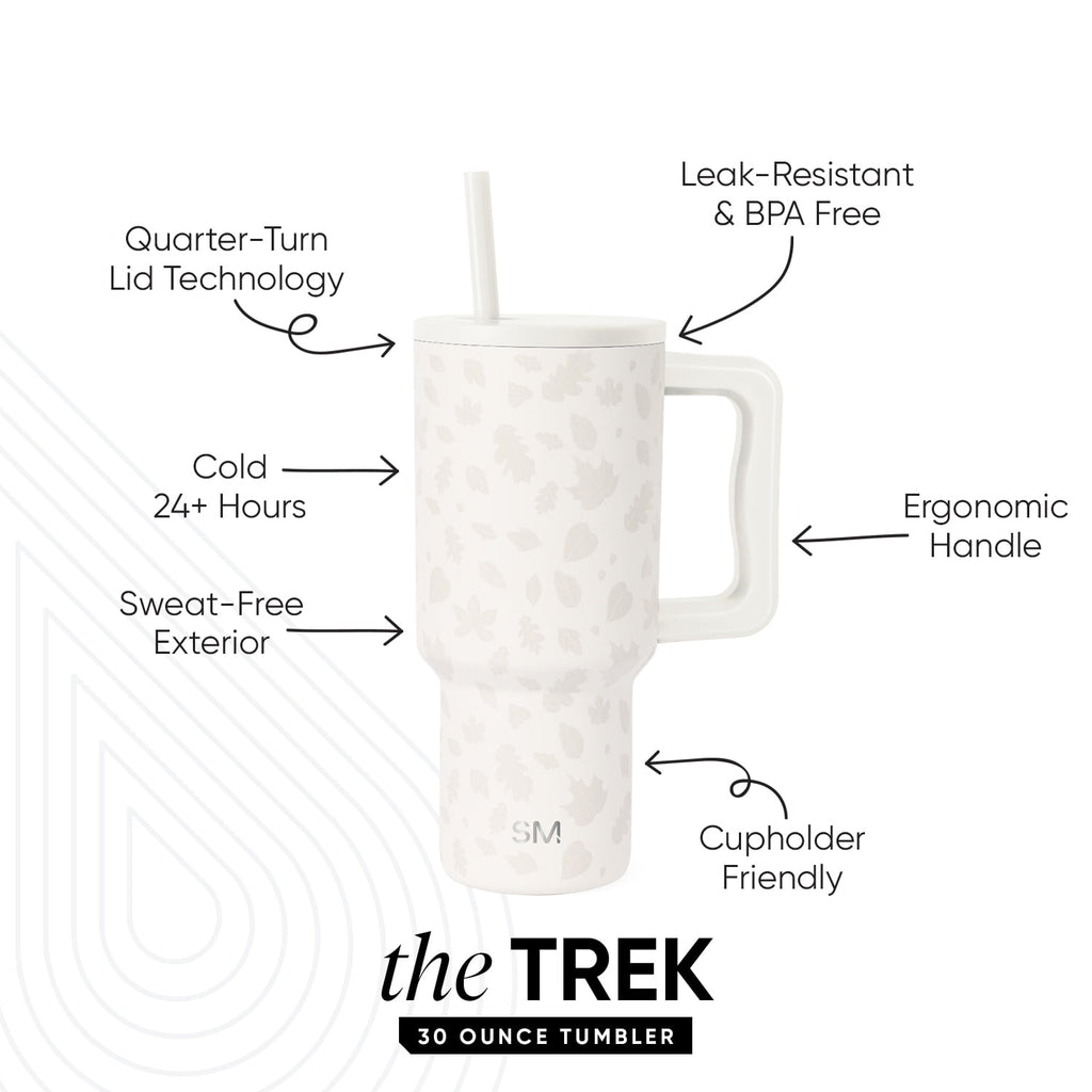 Simple Modern 30 fl oz Insulated Stainless Steel Trek Tumbler with Straw Lid | Seaglass Sage and Cream Checkmate M690P
