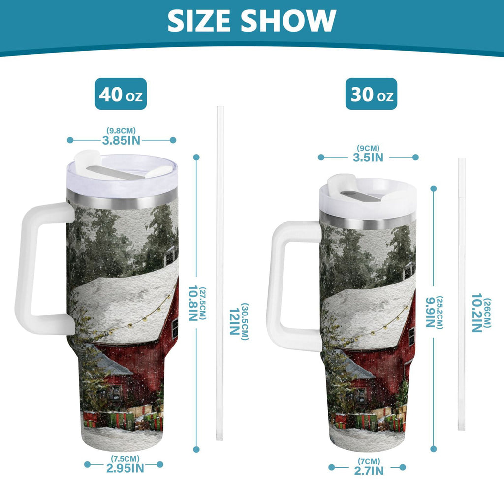 30 oz Insulated Stainless Steel Tumbler Double Wall Stainless Steel Tumbler with 2-Way Drinking Old Red Barn M592E