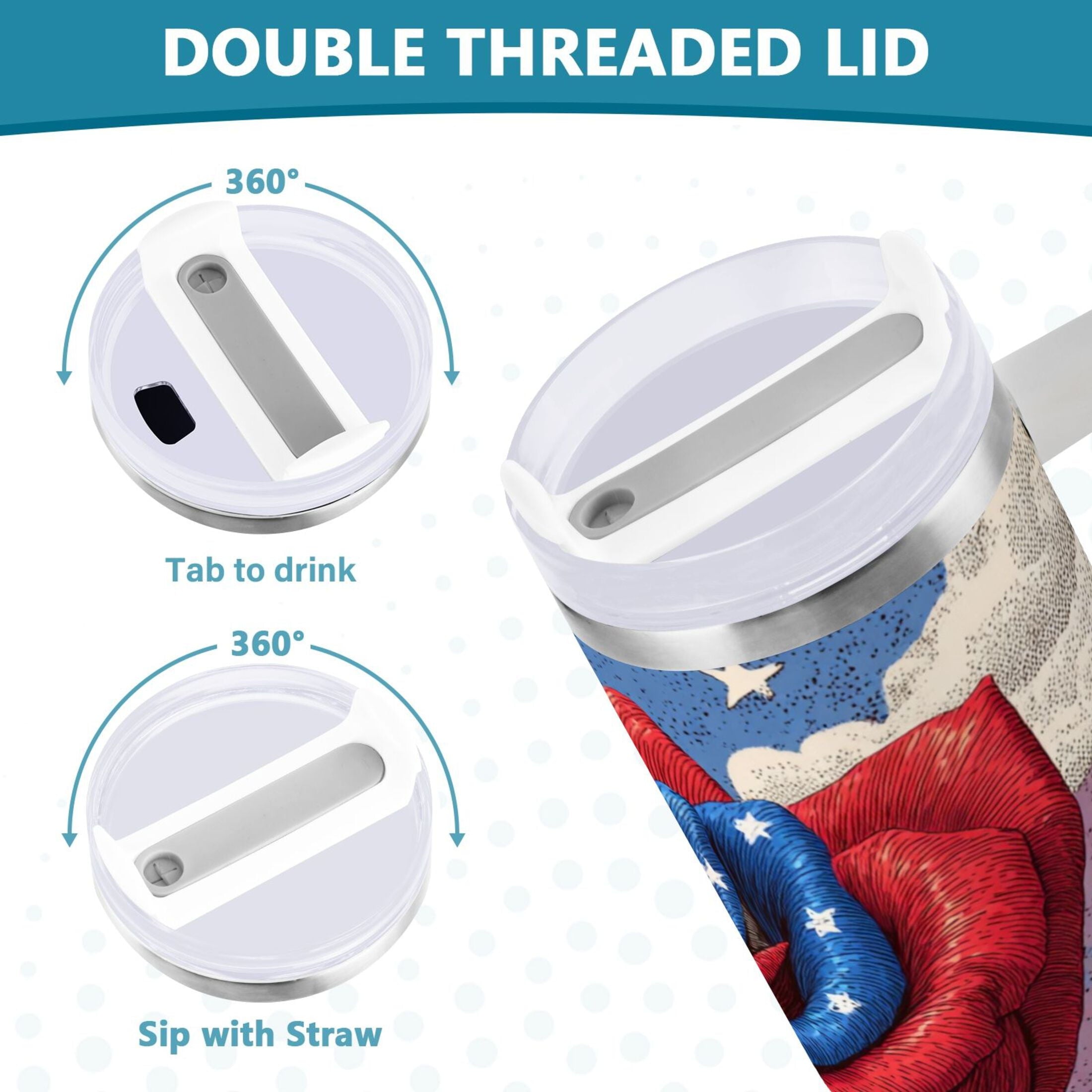 40 oz Insulated Stainless Steel Tumbler Double Wall Stainless Steel Tumbler with 2-Way Drinking Roses and Clouds M523D