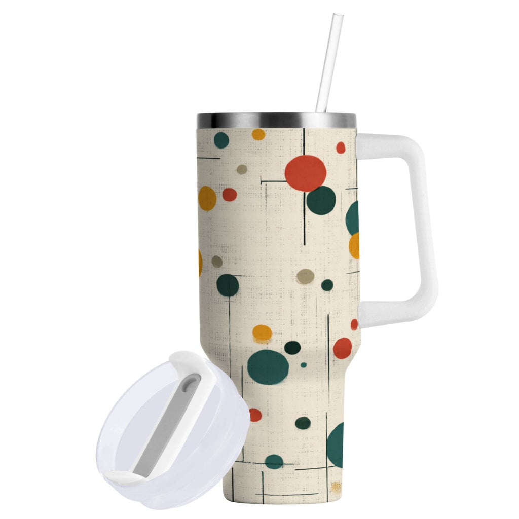 30 oz Insulated Stainless Steel Tumbler Double Wall Stainless Steel Tumbler with 2-Way Drinking Colorful Dots and Lines M646S