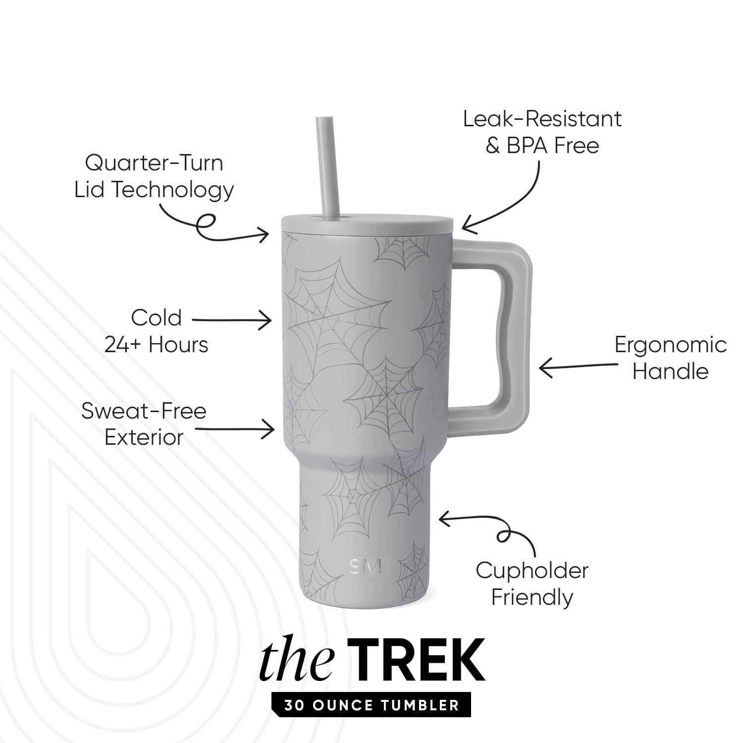 Simple Modern 30 fl oz Insulated Stainless Steel Trek Tumbler with Straw Lid | Seaglass Sage and Cream Checkmate M690P