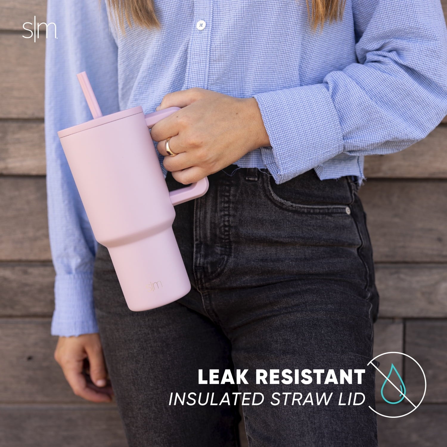 Simple Modern 30 fl oz Insulated Stainless Steel Trek Tumbler with Straw Lid | Seaglass Sage and Cream Checkmate M690P