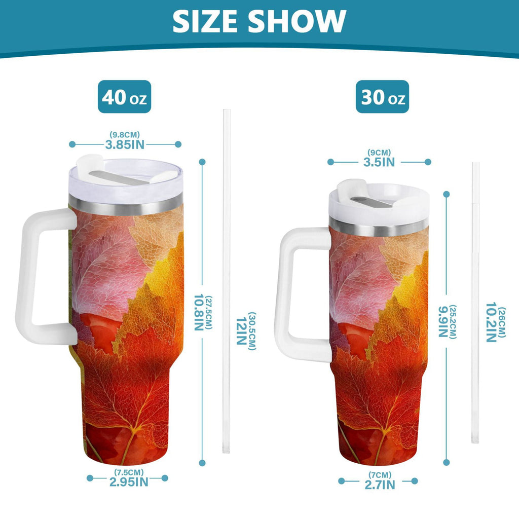 30 oz Insulated Stainless Steel Tumbler Double Wall Stainless Steel Tumbler with 2-Way Drinking Various Shades Autumn Leaves M590N