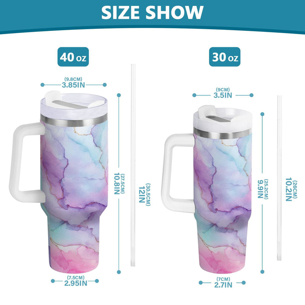 30 oz Insulated Stainless Steel Tumbler Double Wall Stainless Steel Tumbler with 2-Way Drinking Pastel Pink Marble Texture M614C
