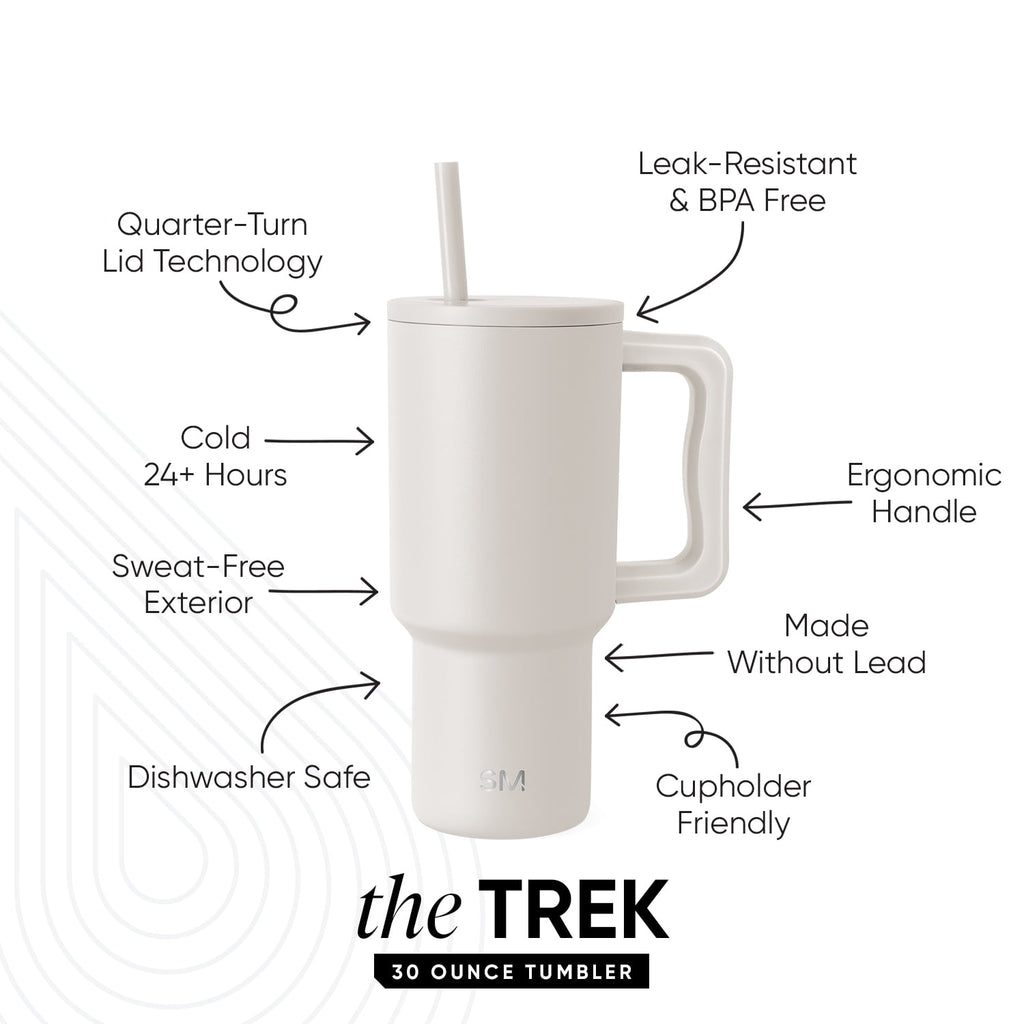 Simple Modern 30 fl oz Insulated Stainless Steel Trek Tumbler with Straw Lid | Seaglass Sage and Cream Checkmate M690P