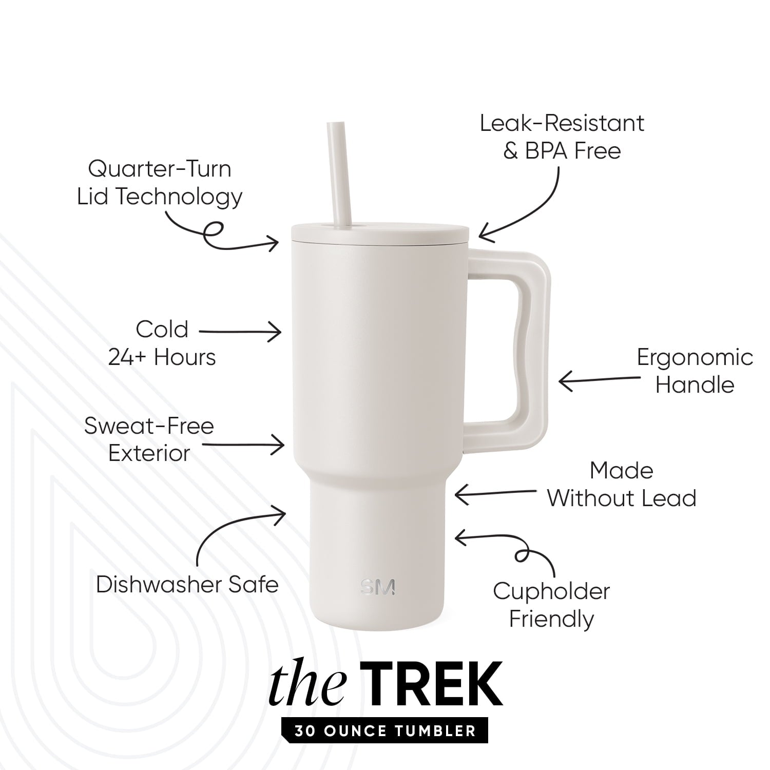 Simple Modern 30 fl oz Insulated Stainless Steel Trek Tumbler with Straw Lid | Seaglass Sage and Cream Checkmate M690P