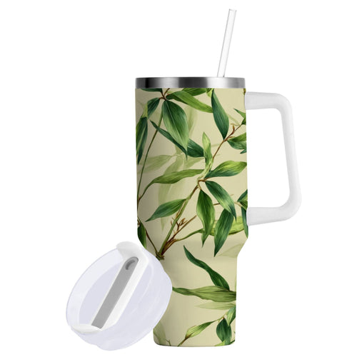 30 oz Insulated Stainless Steel Tumbler Double Wall Stainless Steel Tumbler with 2-Way Drinking Bamboo Pattern M558P