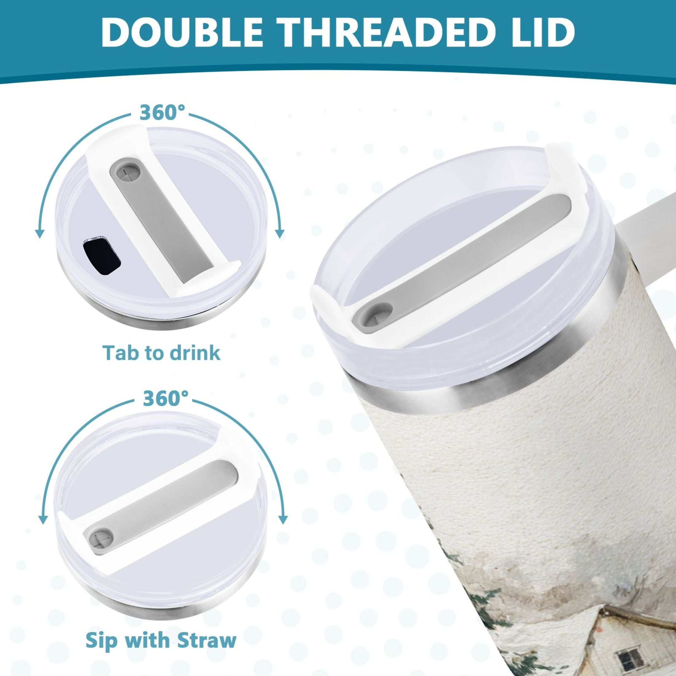 30 oz Insulated Stainless Steel Tumbler Double Wall Stainless Steel Tumbler with 2-Way Drinking Truck with Christmas Decorations M657X