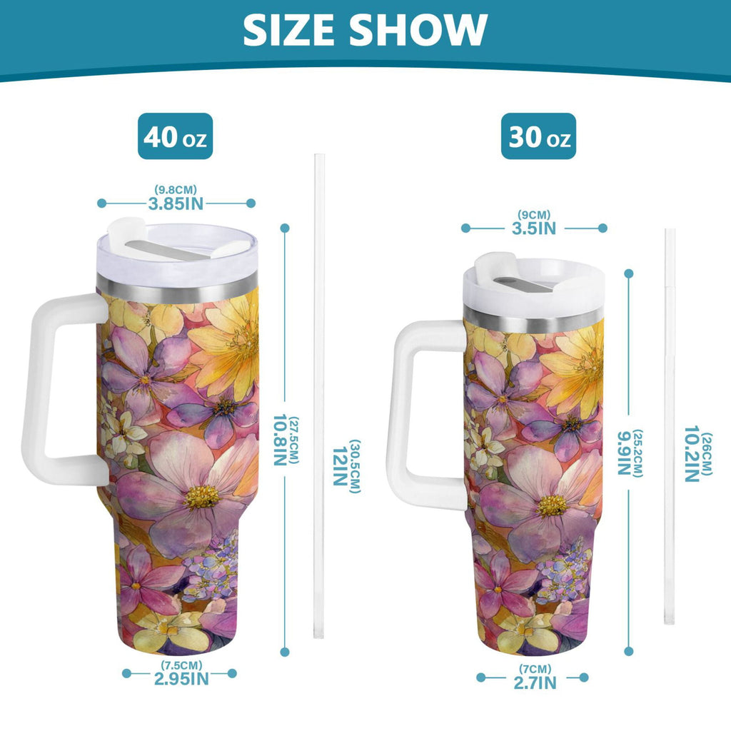 30 oz Insulated Stainless Steel Tumbler Double Wall Stainless Steel Tumbler with 2-Way Drinking Summer Blossoms M540J