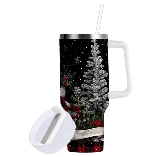 30 oz Insulated Stainless Steel Tumbler Double Wall Stainless Steel Tumbler with 2-Way Drinking Christmas Snowman M583C