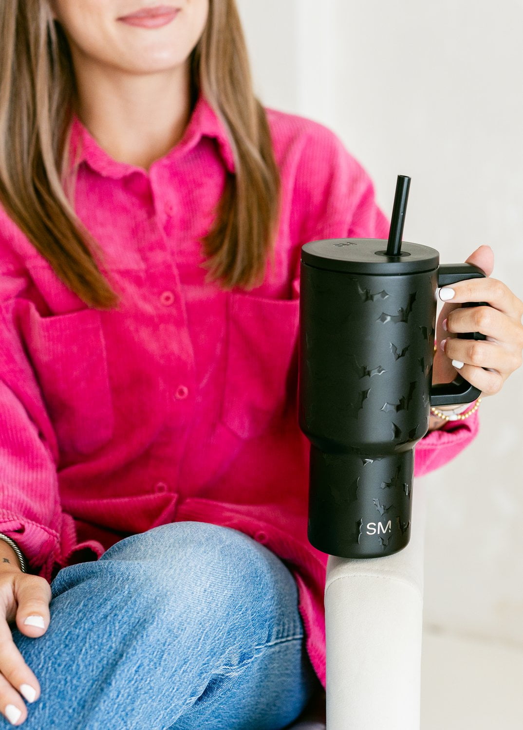 Simple Modern 30 fl oz Insulated Stainless Steel Trek Tumbler with Straw Lid | Seaglass Sage and Cream Checkmate M690P