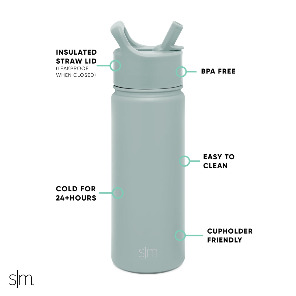 Simple Modern Summit Water Bottle Straw Lid Vacuum Insulated Stainless Steel Bottle | 18 fl oz M685A