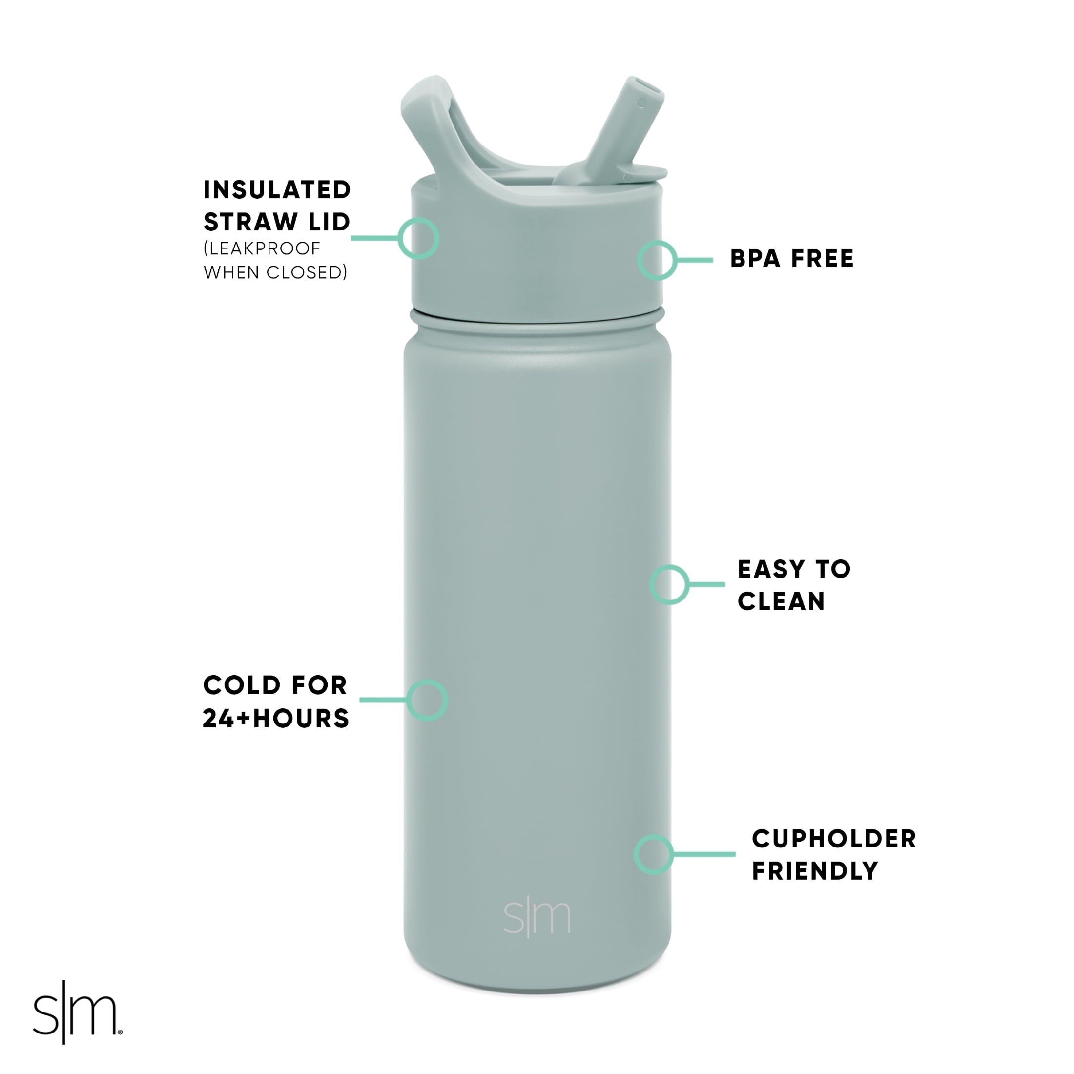 Simple Modern Summit Water Bottle Straw Lid Vacuum Insulated Stainless Steel Bottle | 18 fl oz M685A