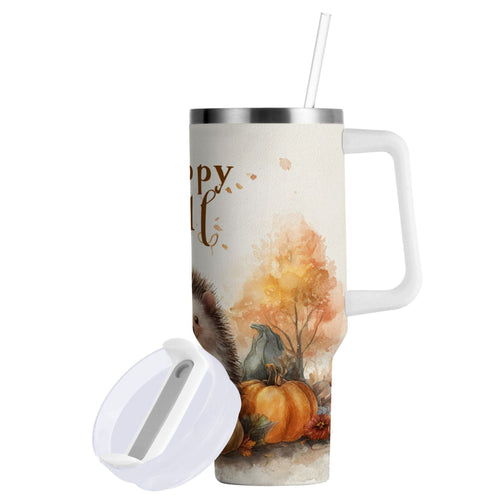 30 oz Insulated Stainless Steel Tumbler Double Wall Stainless Steel Tumbler with 2-Way Drinking Cute Little Hedgehog M625Z
