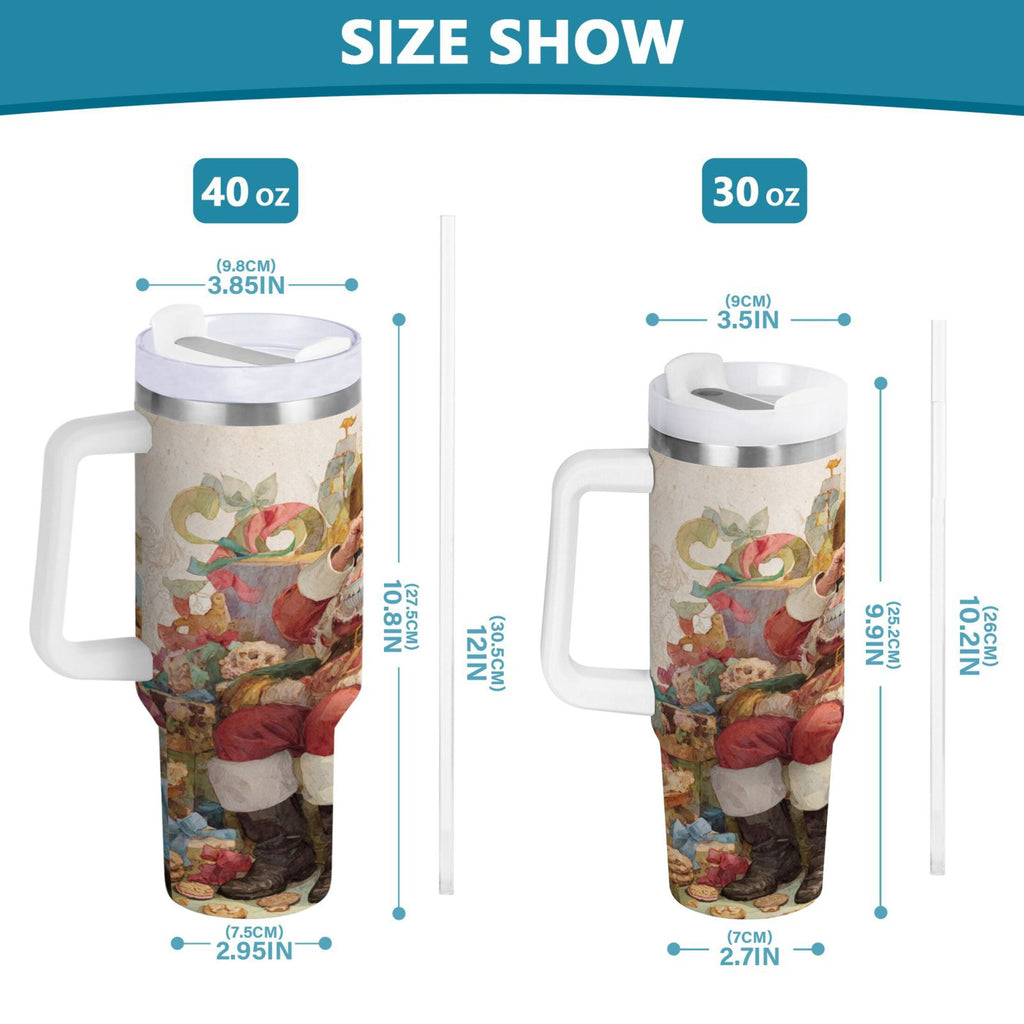 30 oz Insulated Stainless Steel Tumbler Double Wall Stainless Steel Tumbler with 2-Way Drinking Santa Claus Sitting in Chair M682P