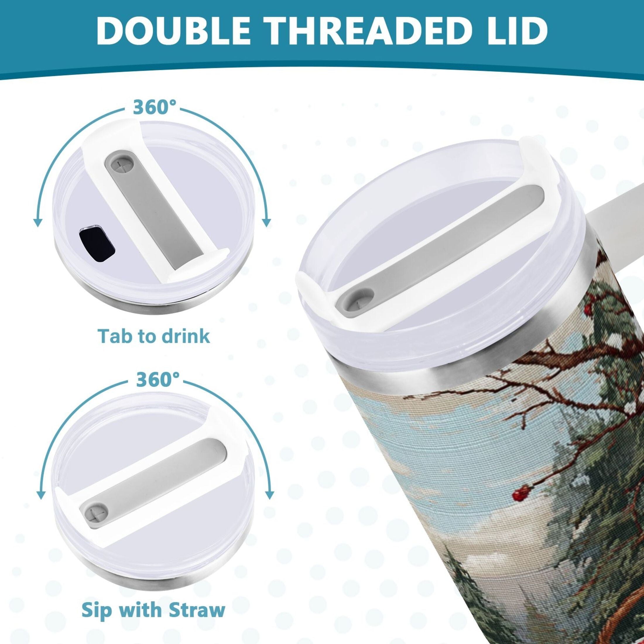 30 oz Insulated Stainless Steel Tumbler Double Wall Stainless Steel Tumbler with 2-Way Drinking Apples and Baskets M529T