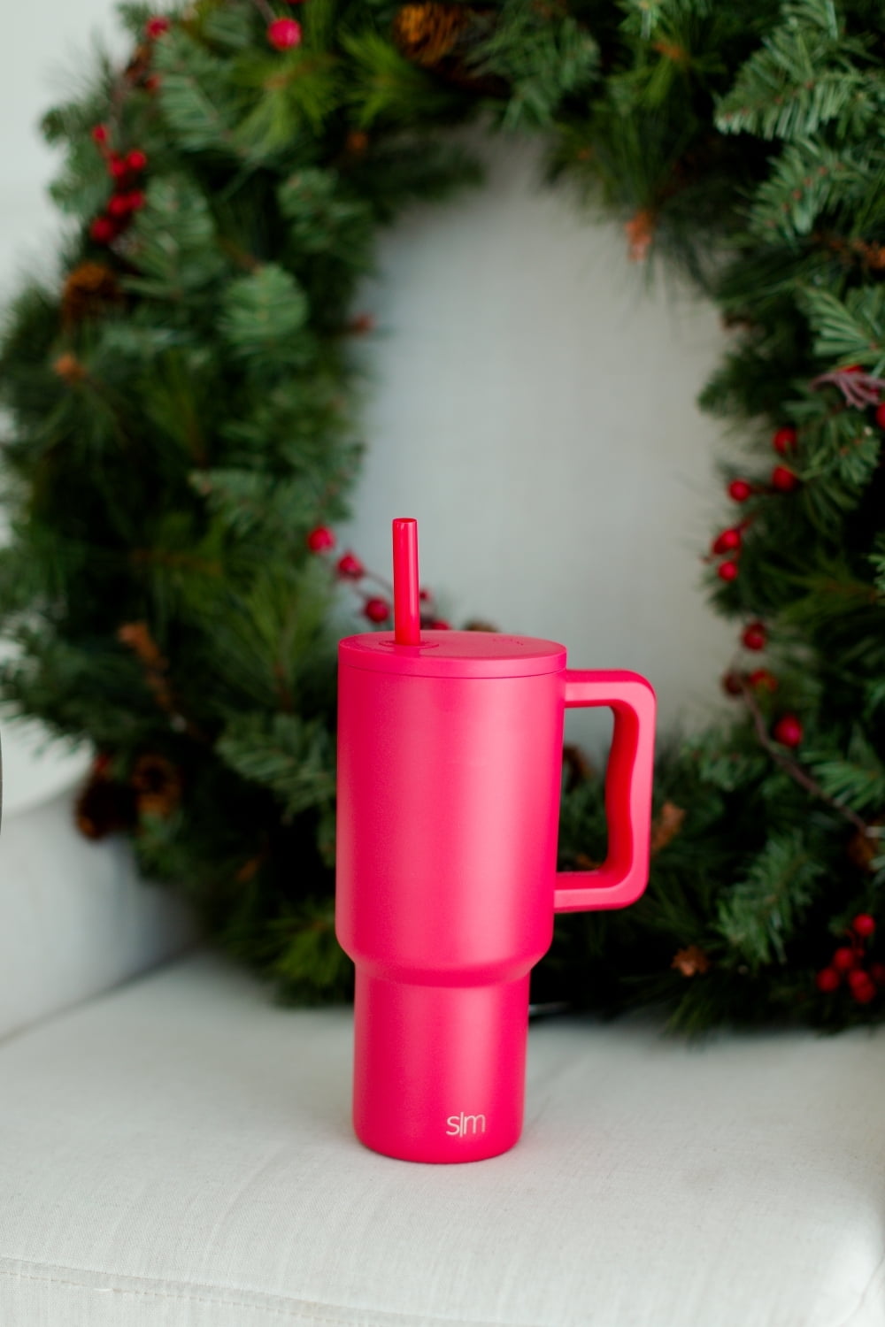 Simple Modern 30 fl oz Insulated Stainless Steel Trek Tumbler with Straw Lid | Seaglass Sage and Cream Checkmate M690P
