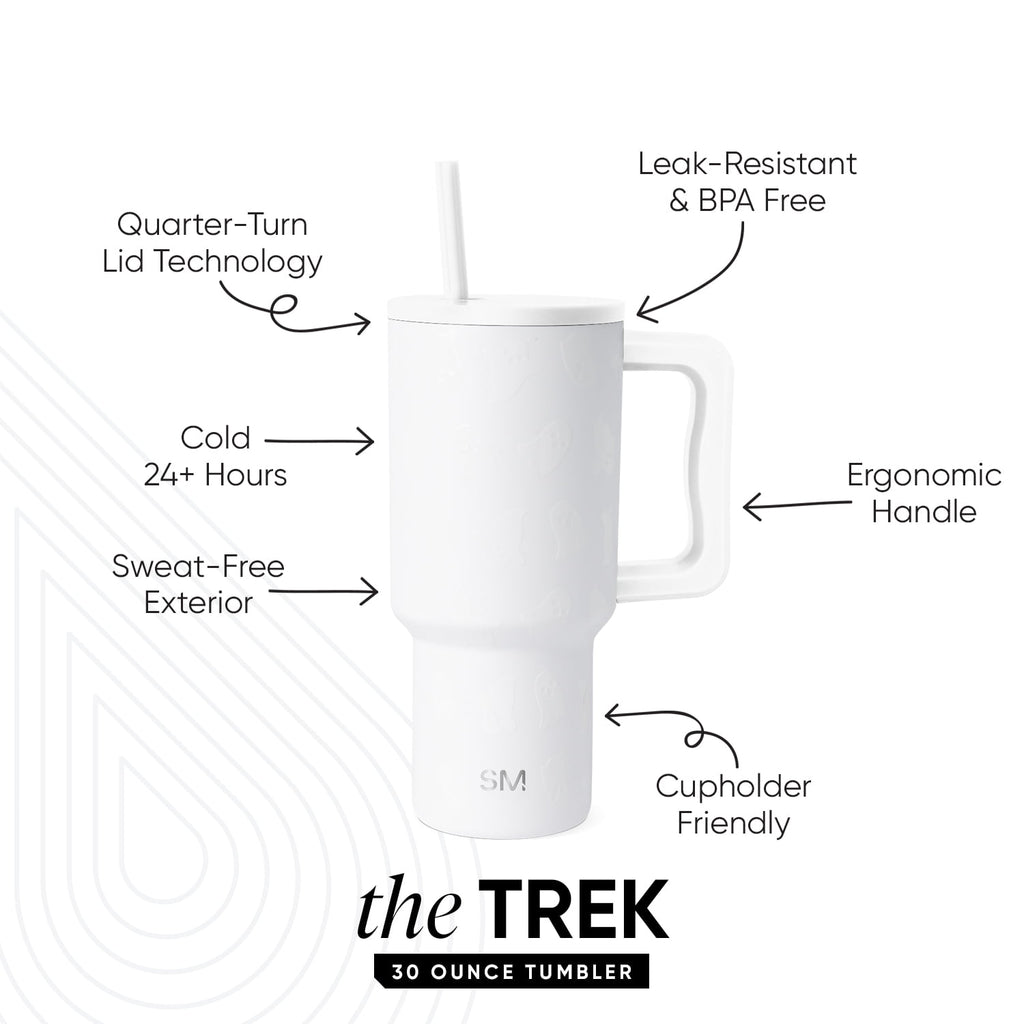 Simple Modern 30 fl oz Insulated Stainless Steel Trek Tumbler with Straw Lid | Seaglass Sage and Cream Checkmate M690P