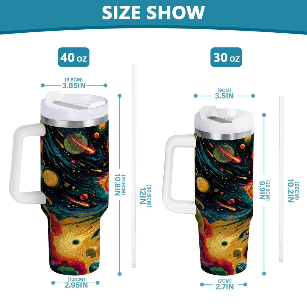 40 oz Insulated Stainless Steel Tumbler Double Wall Stainless Steel Tumbler with 2-Way Drinking Swirling Galaxy M496N