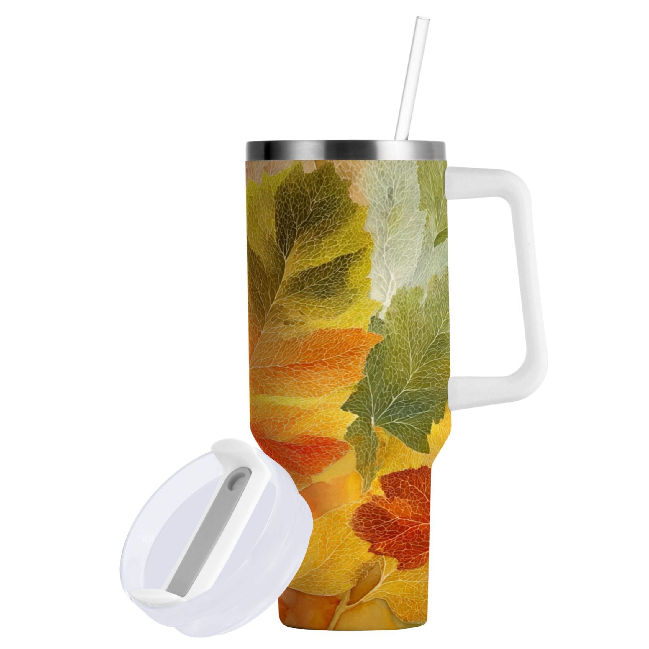 30 oz Insulated Stainless Steel Tumbler Double Wall Stainless Steel Tumbler with 2-Way Drinking Various Shades Autumn Leaves M590N