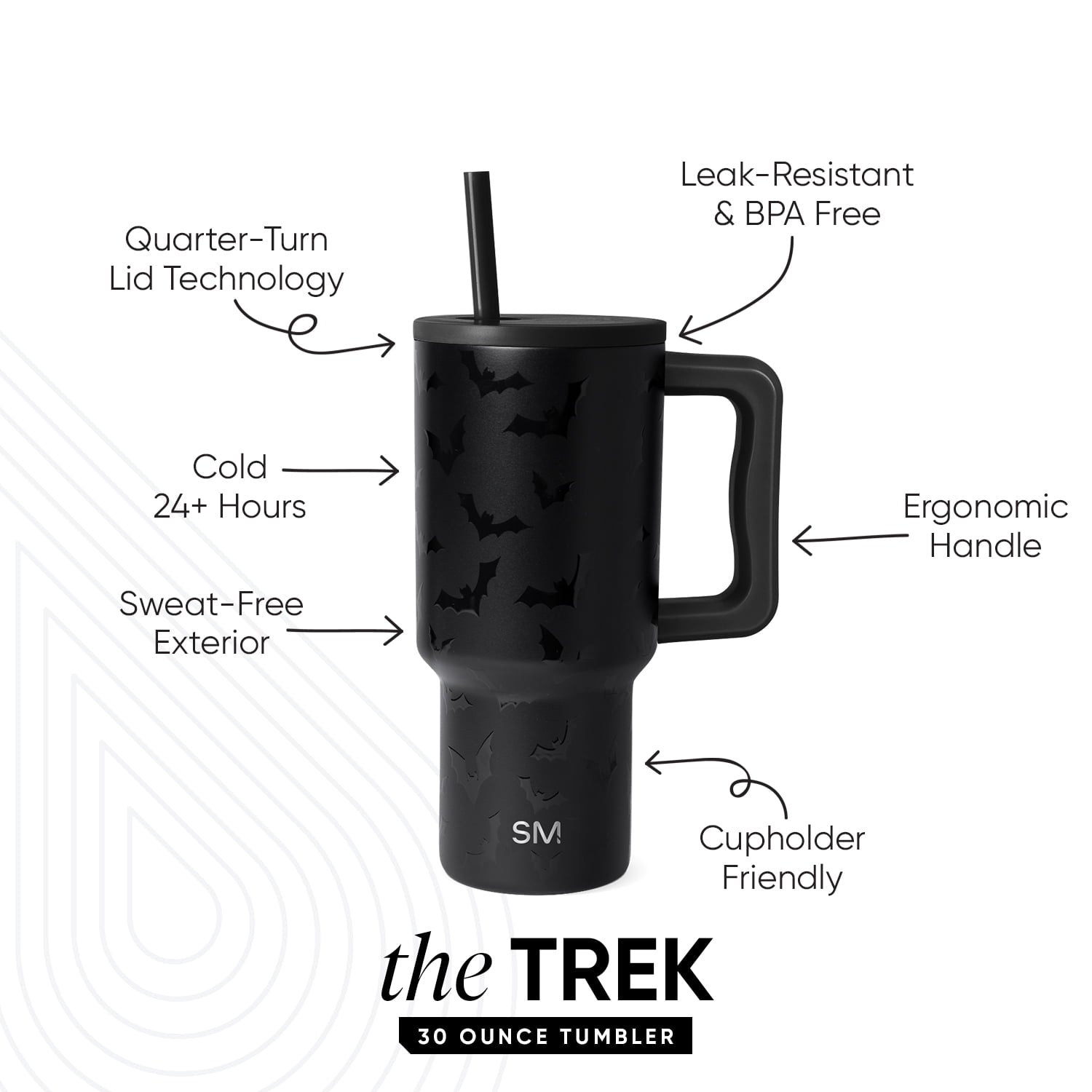 Simple Modern 30 fl oz Insulated Stainless Steel Trek Tumbler with Straw Lid | Seaglass Sage and Cream Checkmate M690P