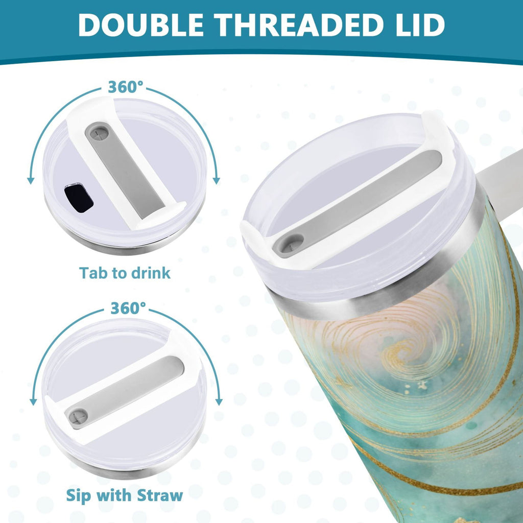 30 oz Insulated Stainless Steel Tumbler Double Wall Stainless Steel Tumbler with 2-Way Drinking Beautiful Swirling Lines M509F
