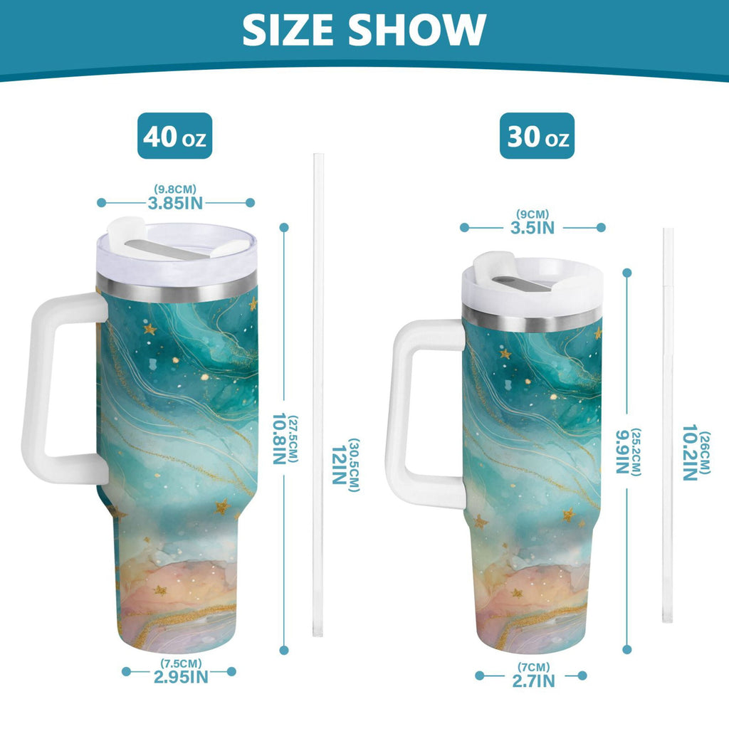 40 oz Insulated Stainless Steel Tumbler Double Wall Stainless Steel Tumbler with 2-Way Drinking Beautiful Watercolor Stars M530N